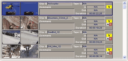Media Tools Clip List